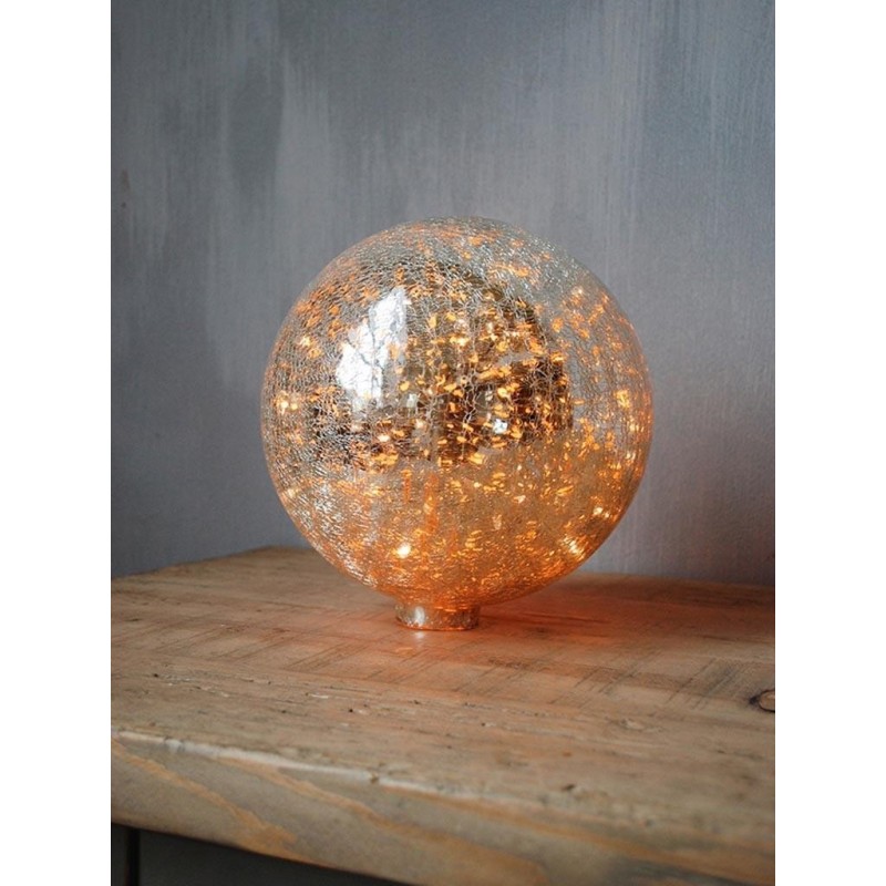 Lampe boule en verre mercurisé craquelé