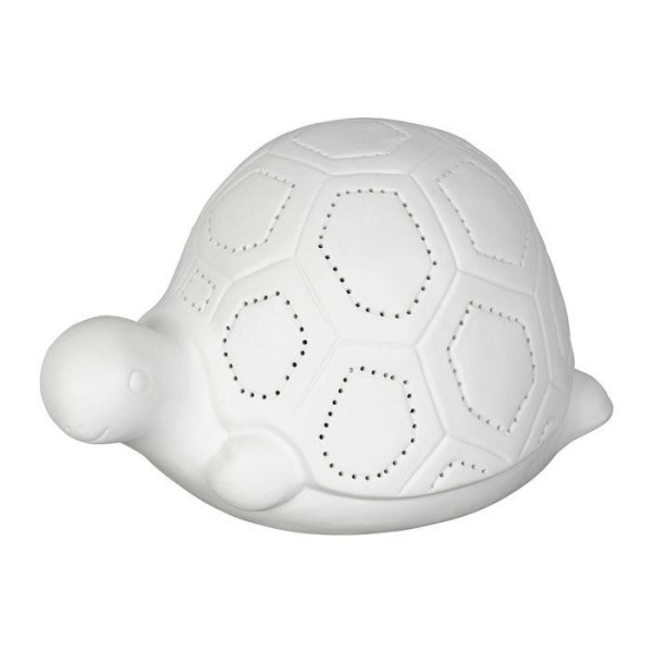 Lampe d'ambiance led tortue blanche en porcelaine