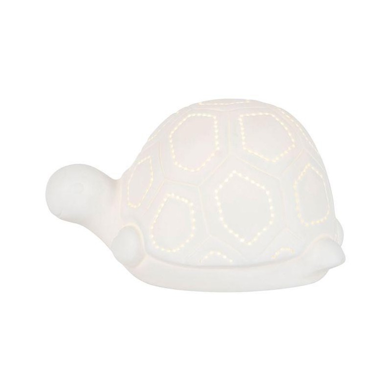 Lampe d'ambiance led tortue blanche en porcelaine