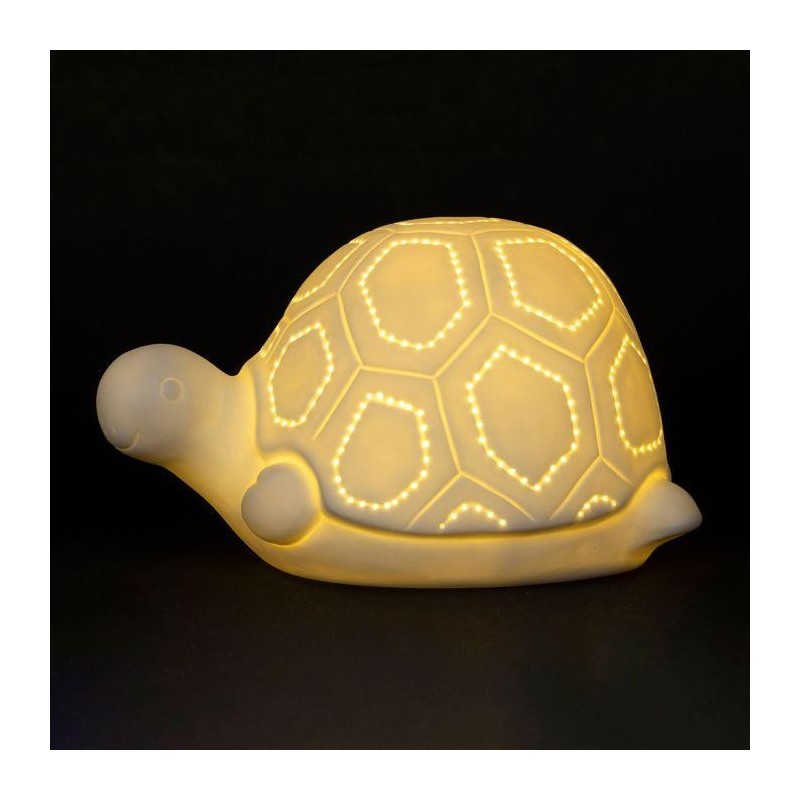 Lampe d'ambiance led tortue blanche en porcelaine