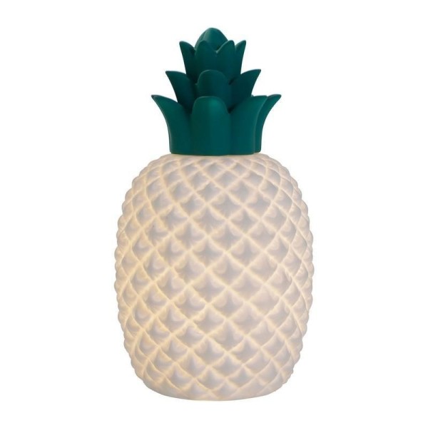 lampe d'ambiance en porcelaine blanche en forme d'ananas.