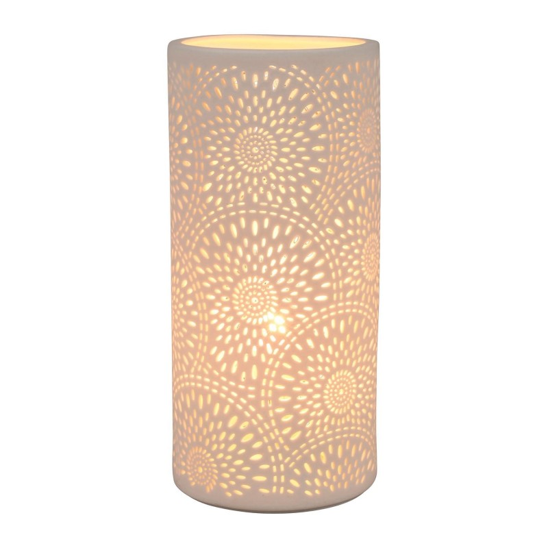 Lampe d'ambiance cylindrique rosace blanche