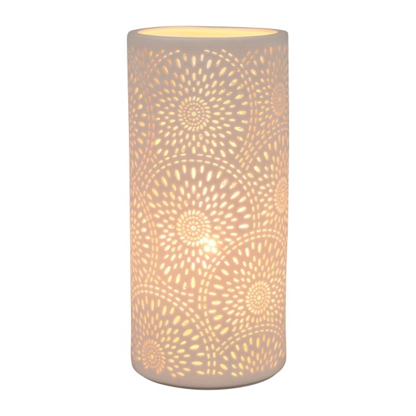 Lampe d'ambiance cylindrique rosace blanche