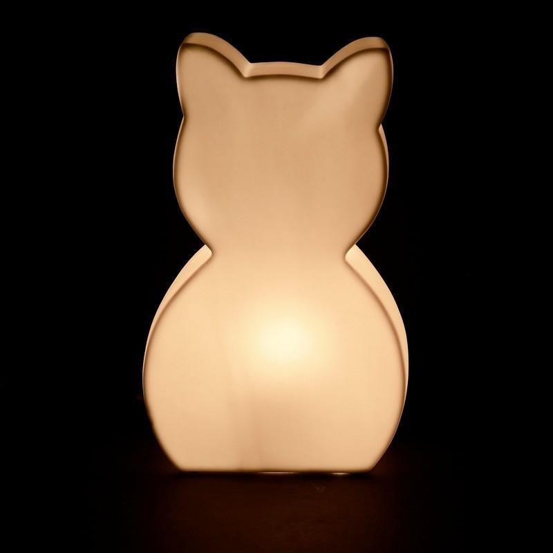 lampe d'ambiance à poser, en forme de chat en porcelaine blanche