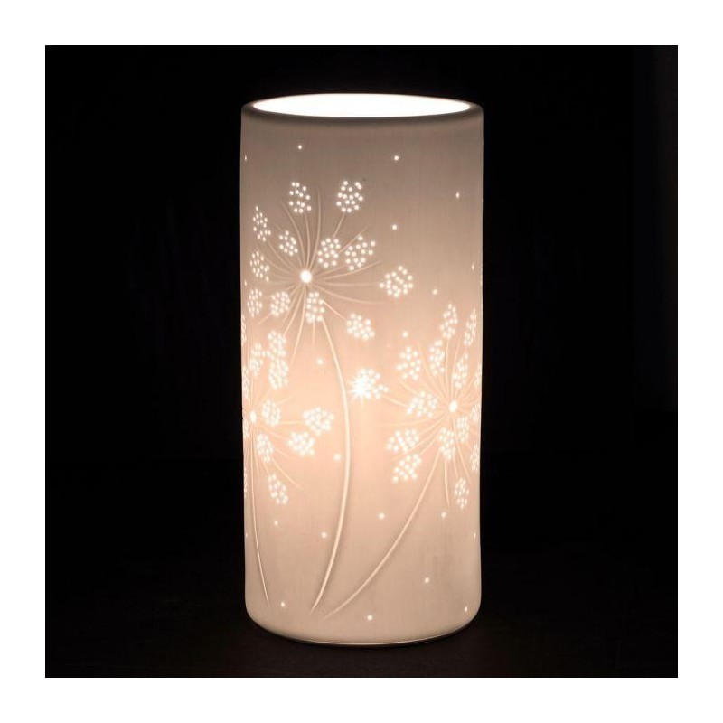 Lampe cylindre en porcelaine blanche