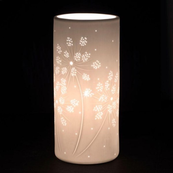 Lampe cylindre en porcelaine blanche