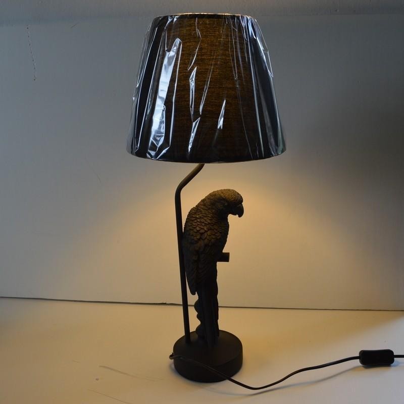 Lampe de bureau ou lampe de chevet avec son perroquet noir