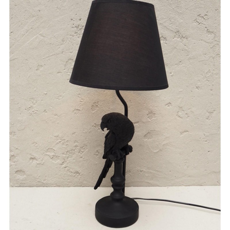 Lampe de bureau ou lampe de chevet avec son perroquet noir