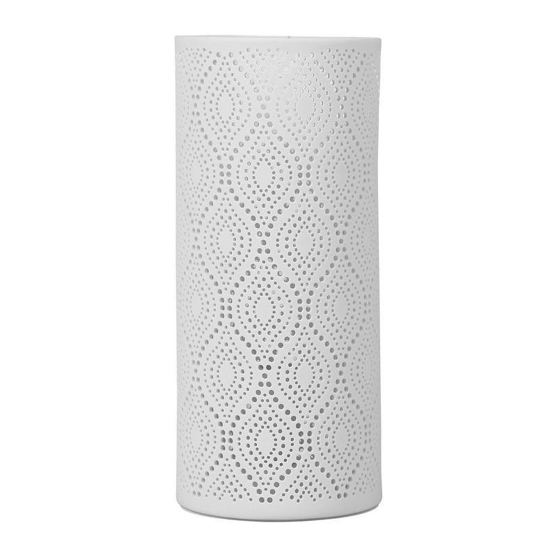 lampe d'ambiance cylindrique en porcelaine avec motifs orientaux