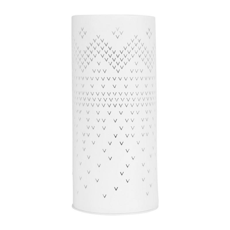 lampe d'ambiance cylindrique en porcelaine avec frise blanc