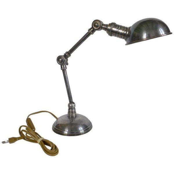 Petite lampe de bureau articulée nickel patiné, éditée par Chehoma