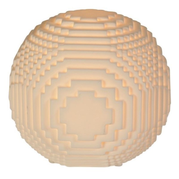 lampe ambiance à reliefs géométriques en porcelaine blanche