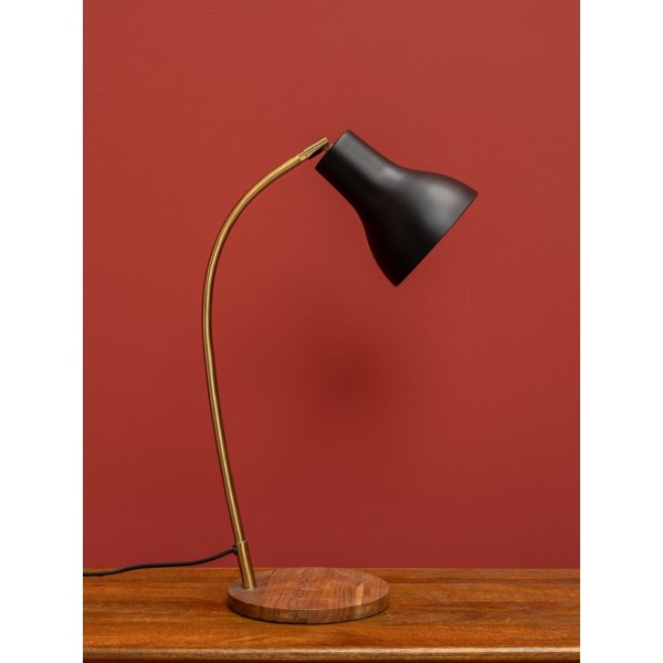 Lampe de bureau Invanka base bois