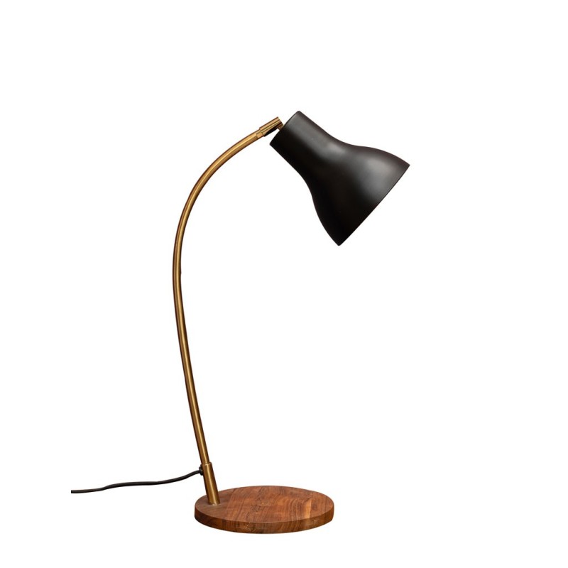 Lampe de bureau Invanka base bois