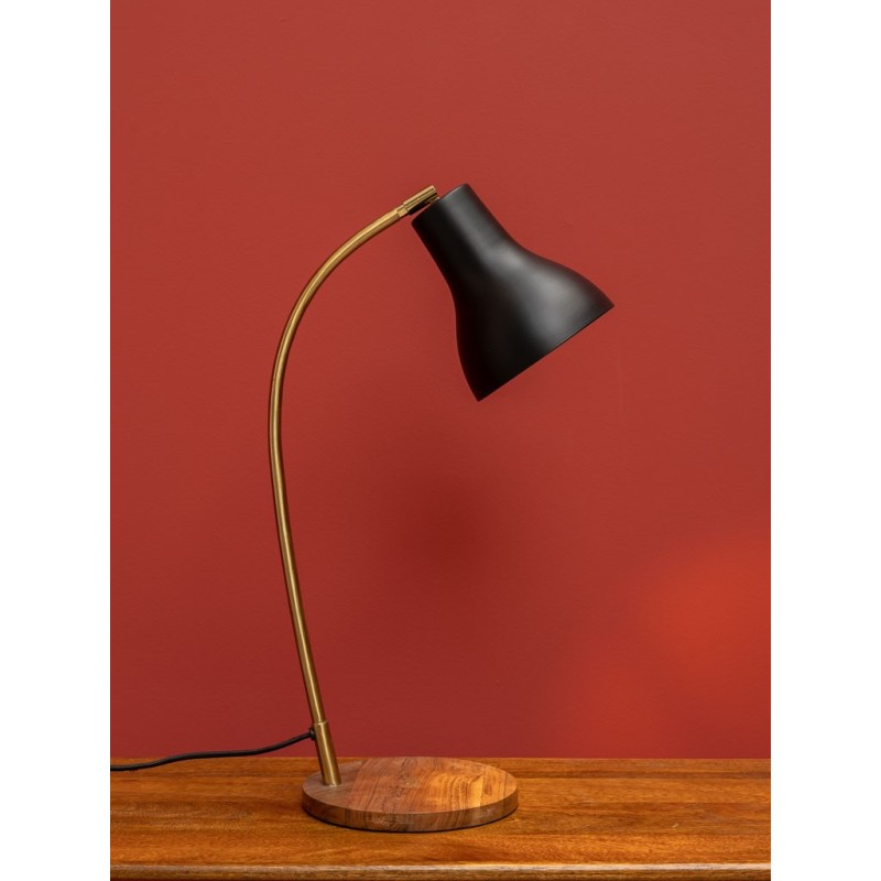 Lampe de bureau Invanka base bois