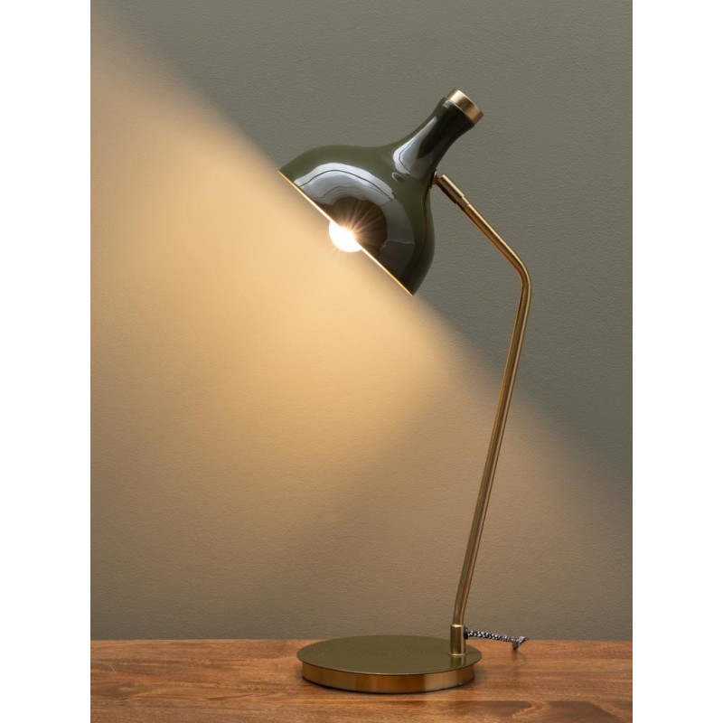 Lampe de bureau verte et dorée Olive