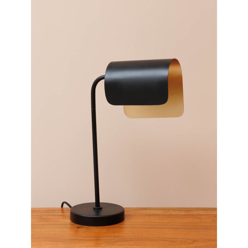 Lampe de bureau noire et or Inc