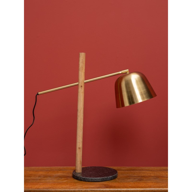 LAMPE de bureau bois et laiton