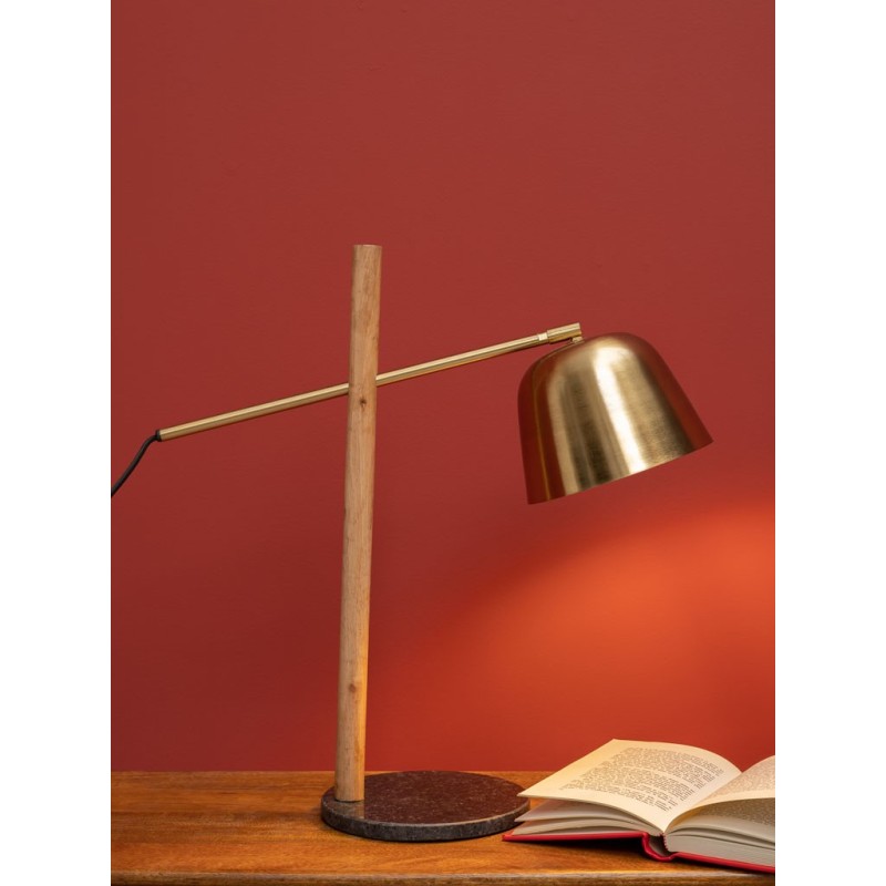 LAMPE de bureau bois et laiton