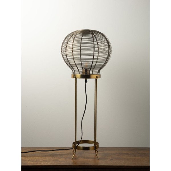 LAMPE ampoule grillagée patine laiton