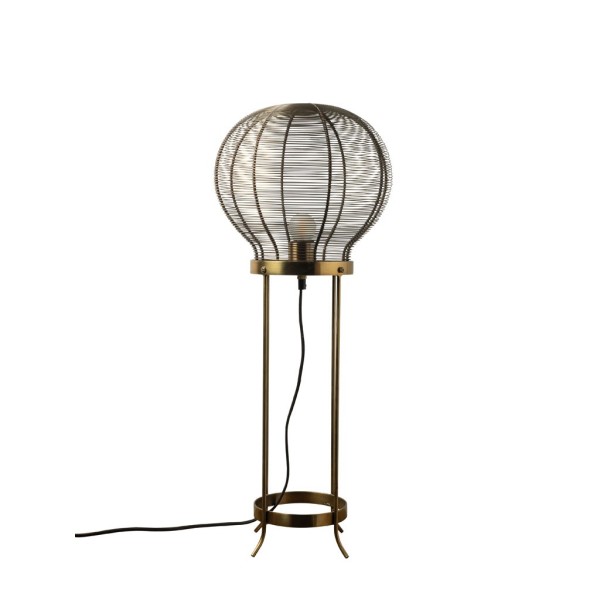 LAMPE ampoule grillagée patine laiton