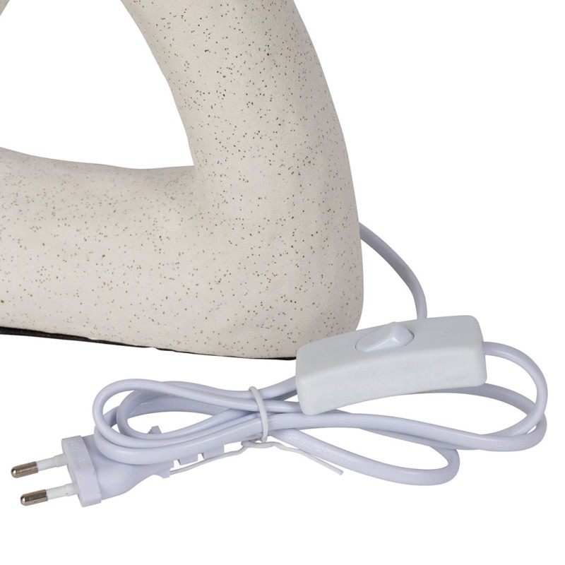 LAMPE ARTY BLANC+ECRU 23X13XH38CM CERAMIQUE+COTON