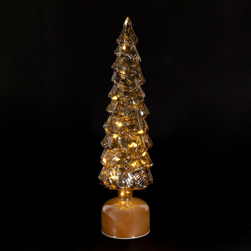 DECO LED TOURNANTE SAPIN YELI AMBRE D9.5XH35CM