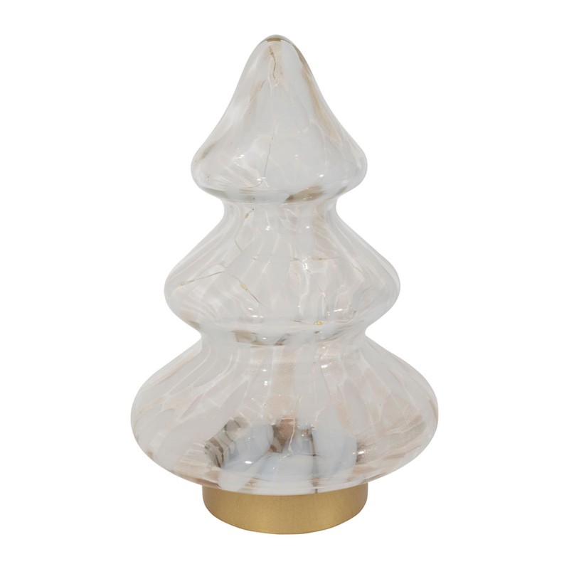 DECO LED SAPIN AIGUIPI BLANC+DORE D18.5XH28.5CM