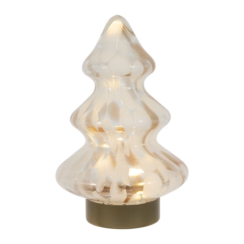 DECO LED SAPIN AIGUIPI BLANC+DORE D18.5XH28.5CM