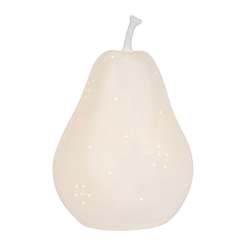 LAMPE LED POIRE BLANC D17XH24CM PORCELAINE