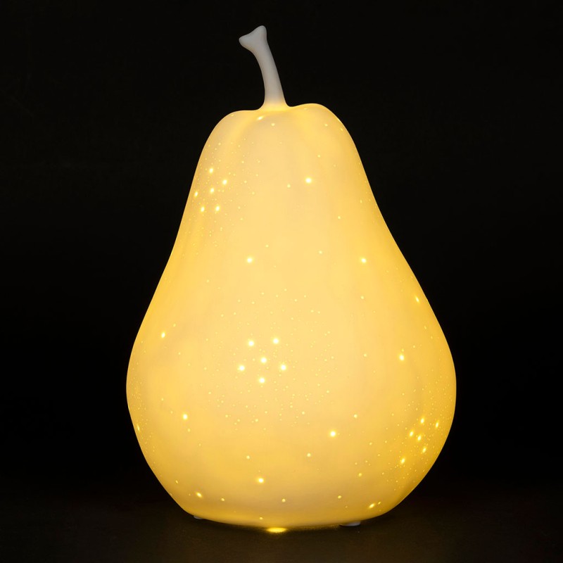 LAMPE LED POIRE BLANC D17XH24CM PORCELAINE