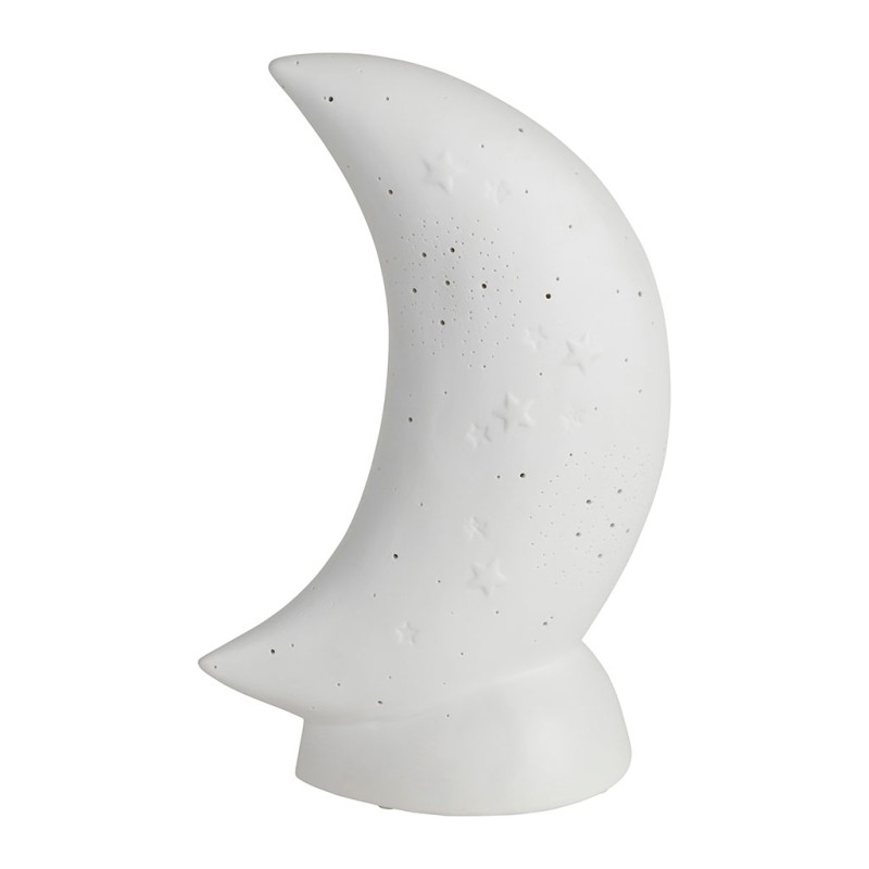 LAMPE LED LUNA BLANC 16X10XH26CM-3XAAA PORCELAINE