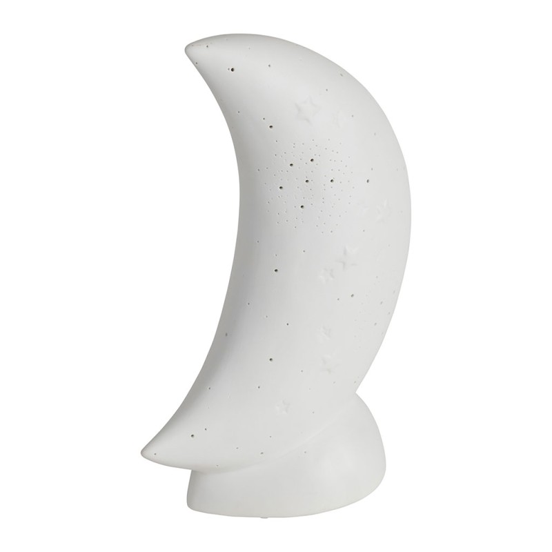 LAMPE LED LUNA BLANC 16X10XH26CM-3XAAA PORCELAINE