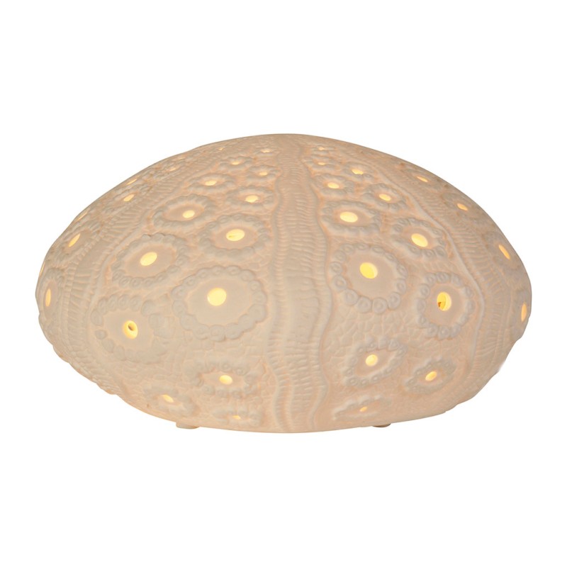 LAMPE GALET BLANC D24X12CM PORCELAINE