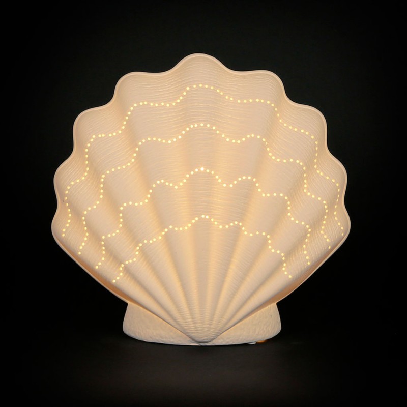 LAMPE COQUILLAGE BLANC 22X12XH21.5CM