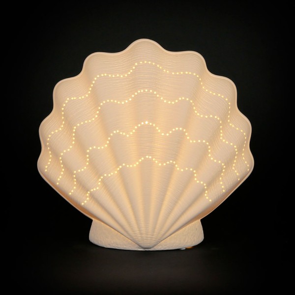 LAMPE COQUILLE BLUE SAND BLANC 22X12XH21.5CM