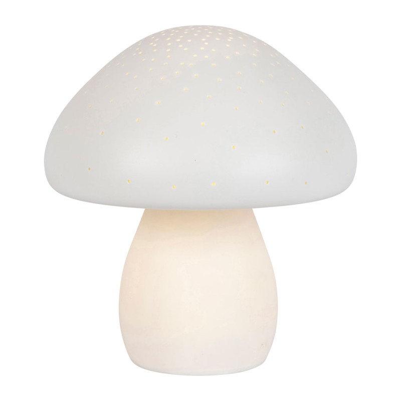 LAMPE LED CHAMPIGNON BLANC D20XH22CM PORCELAINE