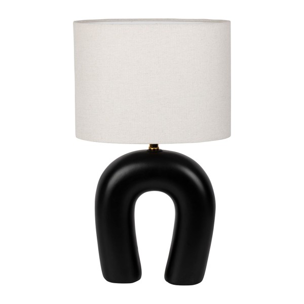 LAMPE LIGNES NOIR+ECRU 27X15XH45CM CERAMIQUE+COTON