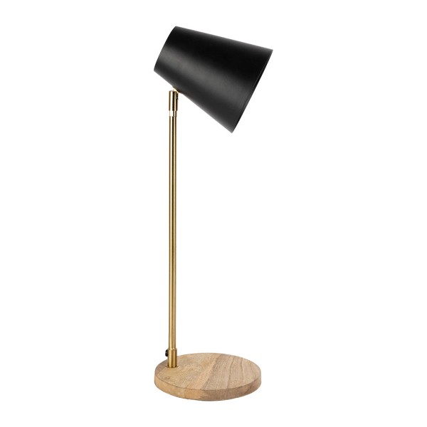 LAMPE MINIMAL DORE+NATUREL+NOIR D17XH54CM-E14