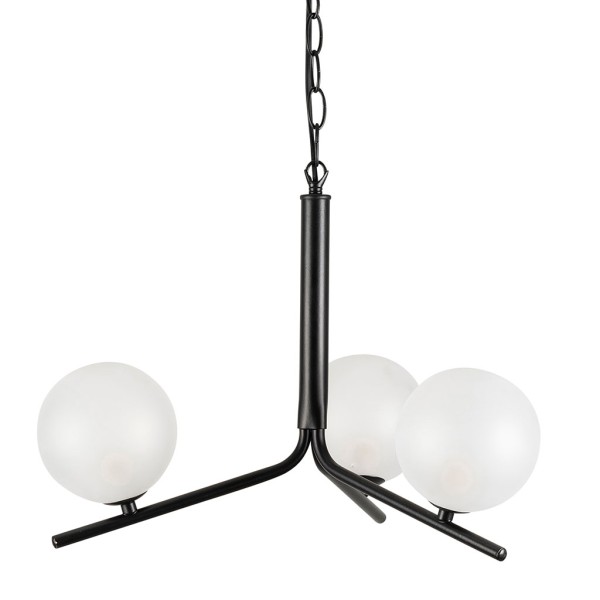 SUSPENSION 3 LAMPES ARDECOR NOIR+BLANC 41X37X30CM