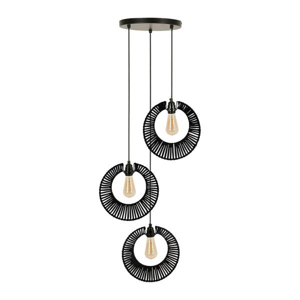 SUSPENSION 3 LAMPES SAORI NOIR D30XH131CM