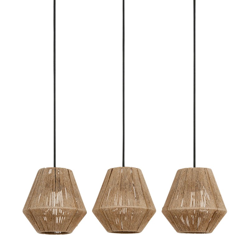 SUSPENSION 3 LAMPES KORDA NAT+NOIR 61X20X75CM