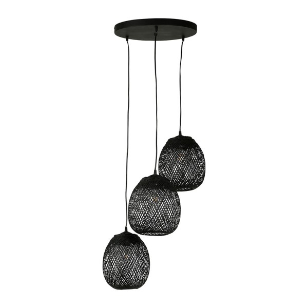 SUSPENSION 3 LAMPES ELME D40XH122CM BAMBOU