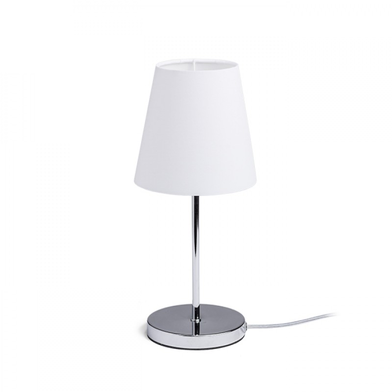 Lampe de table NYC/CONNY 15/15 table Polycoton blanc/nickel 230V LED E27 11W