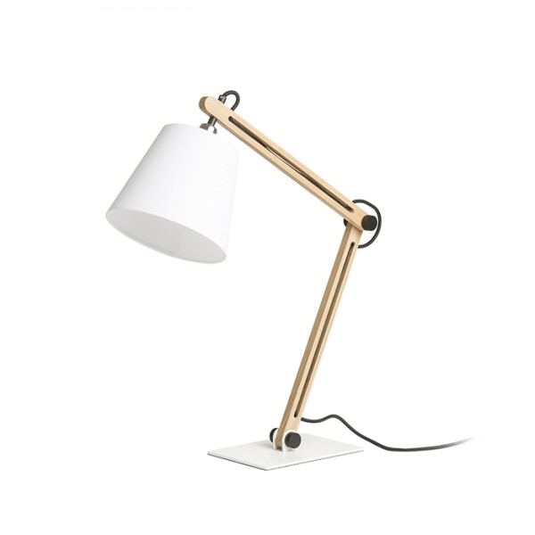 Lampe de table NIZZA table Polycoton blanc/bois 230V LED E14 7W