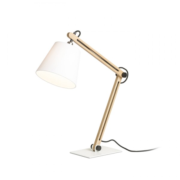 Lampe de table NIZZA table Polycoton blanc/bois 230V LED E14 7W