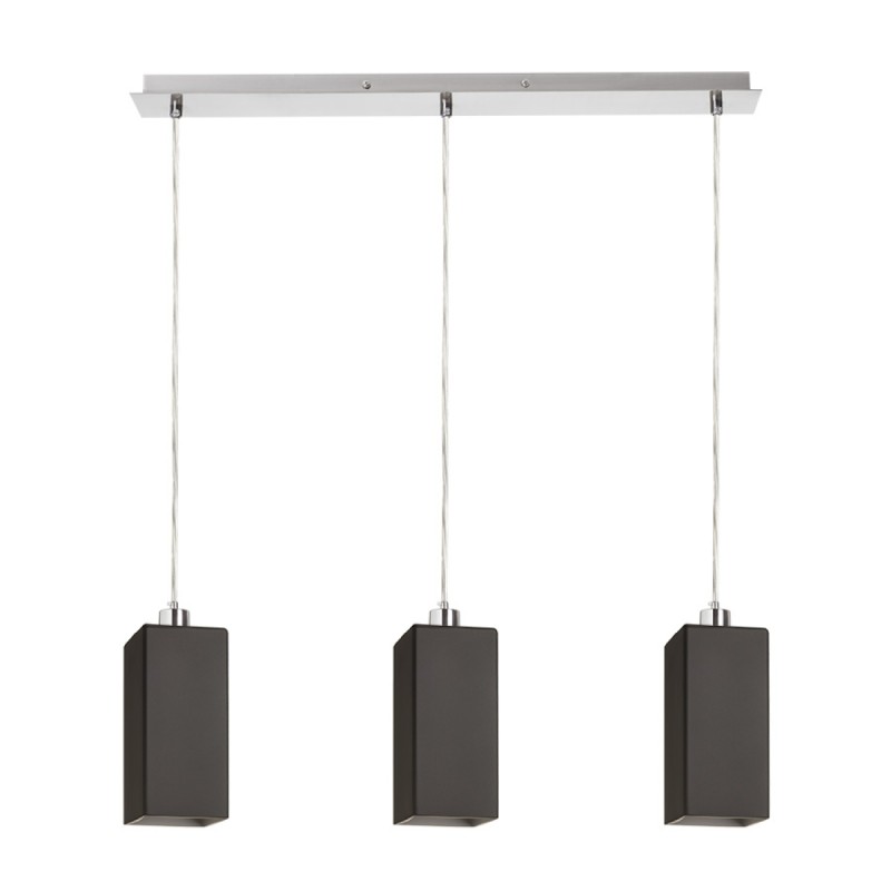 Luminaire suspendu LIZ III 60 noir verre/nickel mat 230V LED E27 3x15W