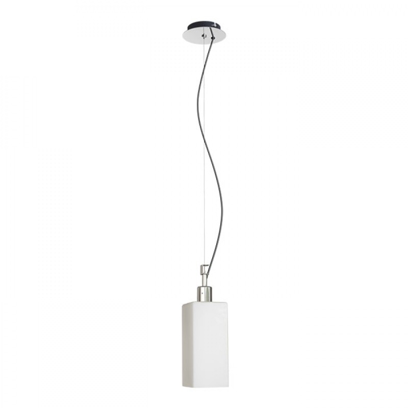 Suspension LIZ NEW verre opale coloré/chrome 230V LED E27 15W