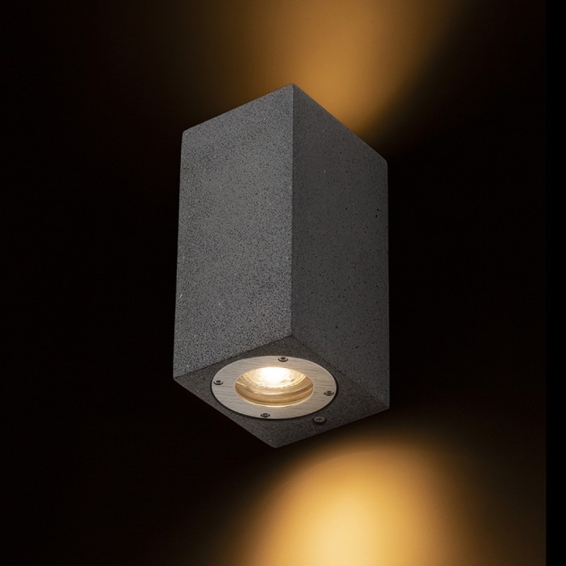 Applique murale d'extérieur KANE II béton/décor granit foncé 230V LED GU10 2x5W IP65