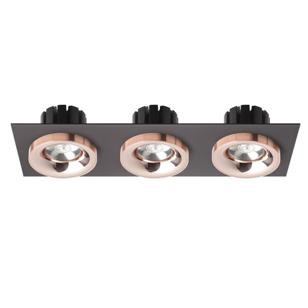 Spot SHARM SQ III encastrable noir cuivre/cuivre 230V LED 3x10W 24° 3000K